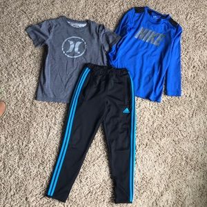 Adidas Joggers, Hurley Tee, Nike dri-fit
